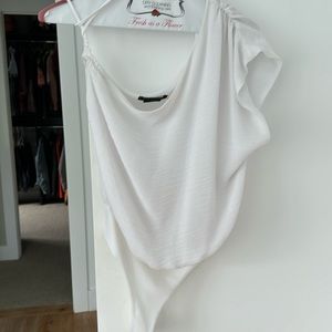 white one shoulder body suit
